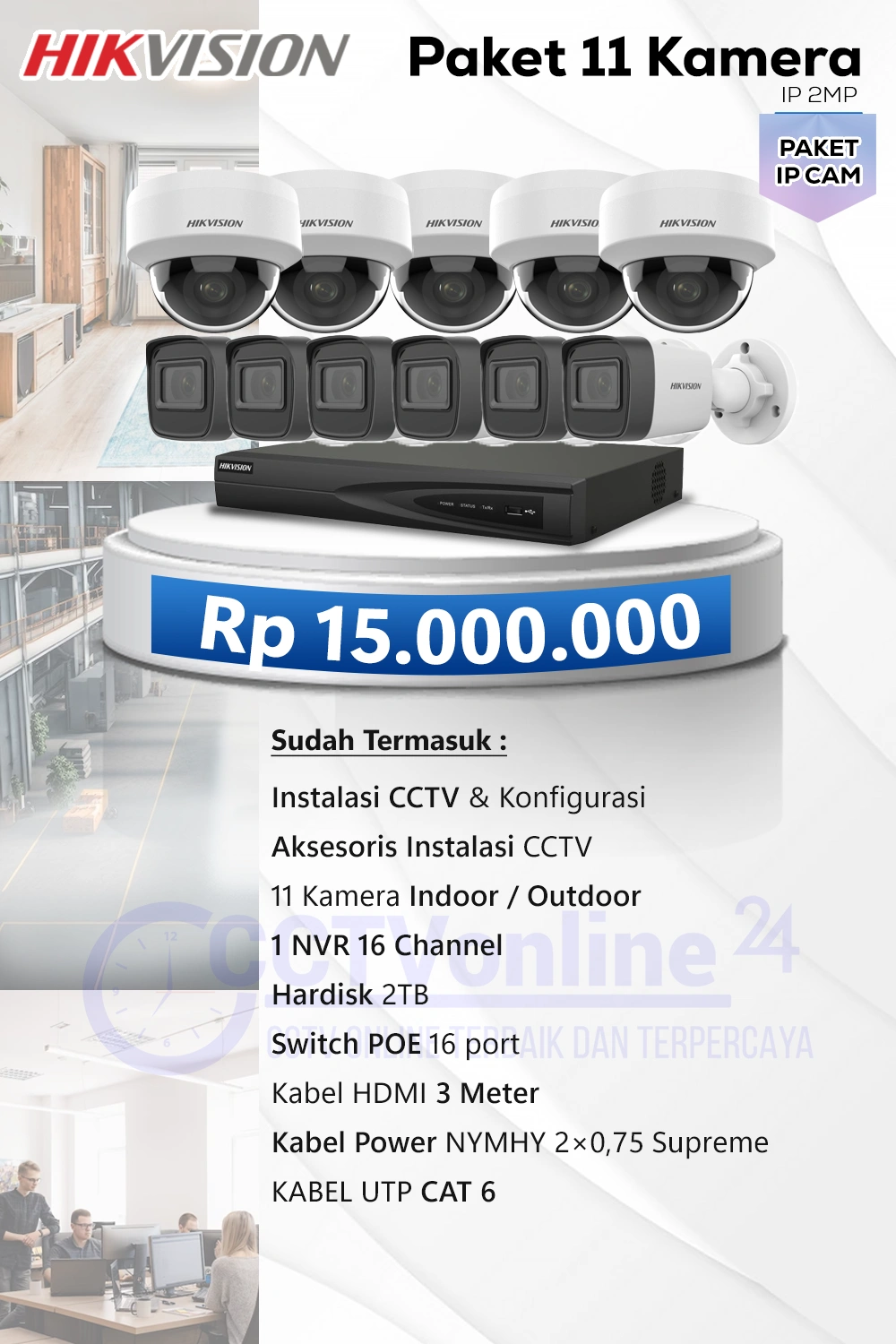 Paket 11 HIK kamera IP 2MP