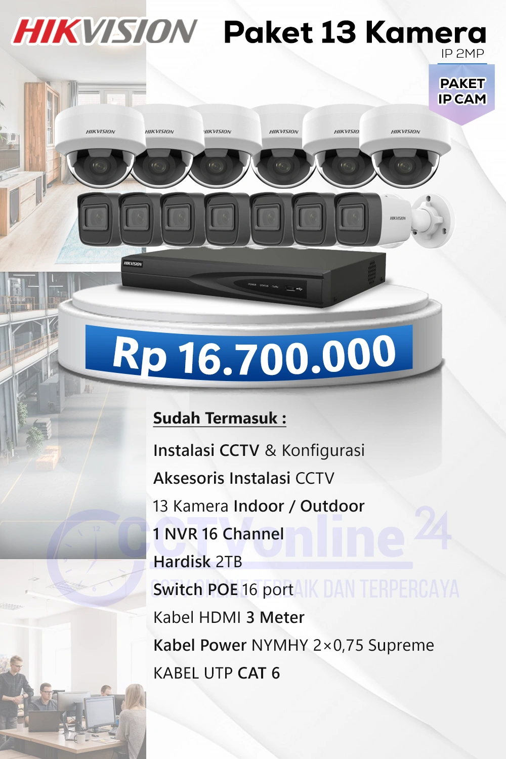 Paket 13 HIK kamera IP 2MP