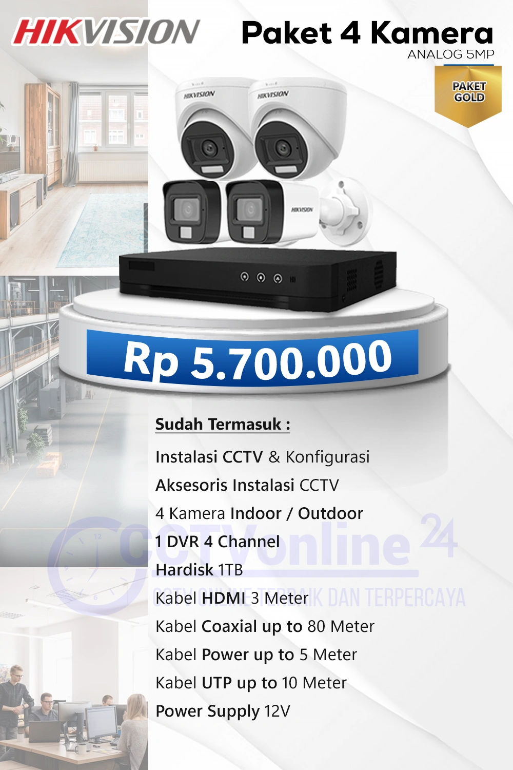 Paket 4 HIK kamera analog 5mp