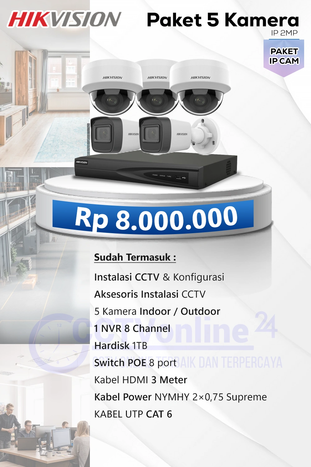 Paket 5 HIK kamera IP 2MP_