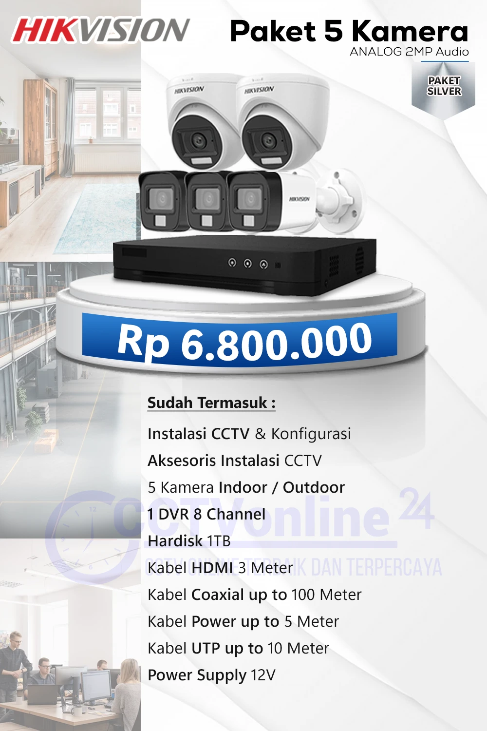 Paket 5 HIK kamera analog 2mp audio