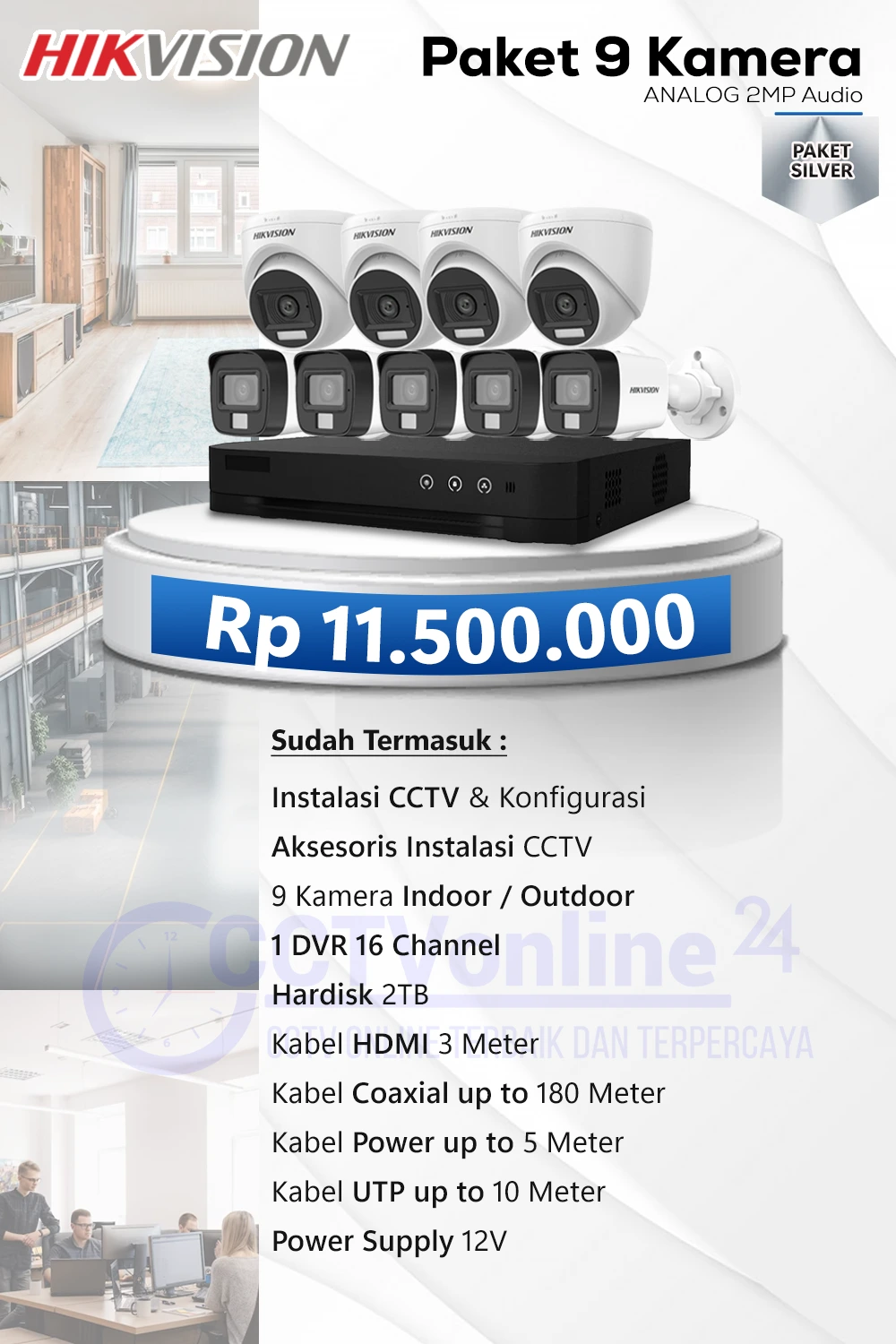 Paket 9 HIK kamera analog 2mp audio