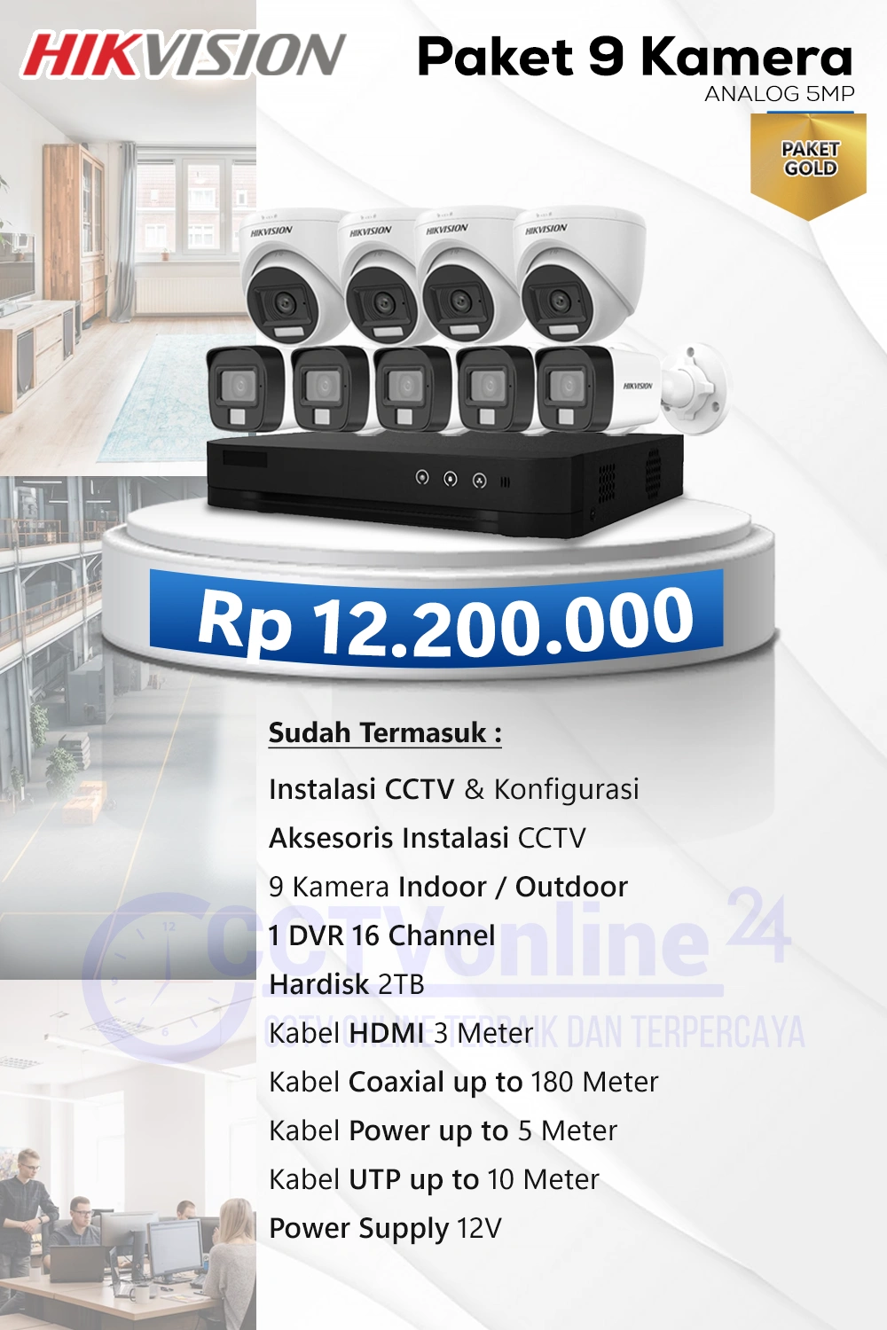 Paket 9 HIK kamera analog 5mp